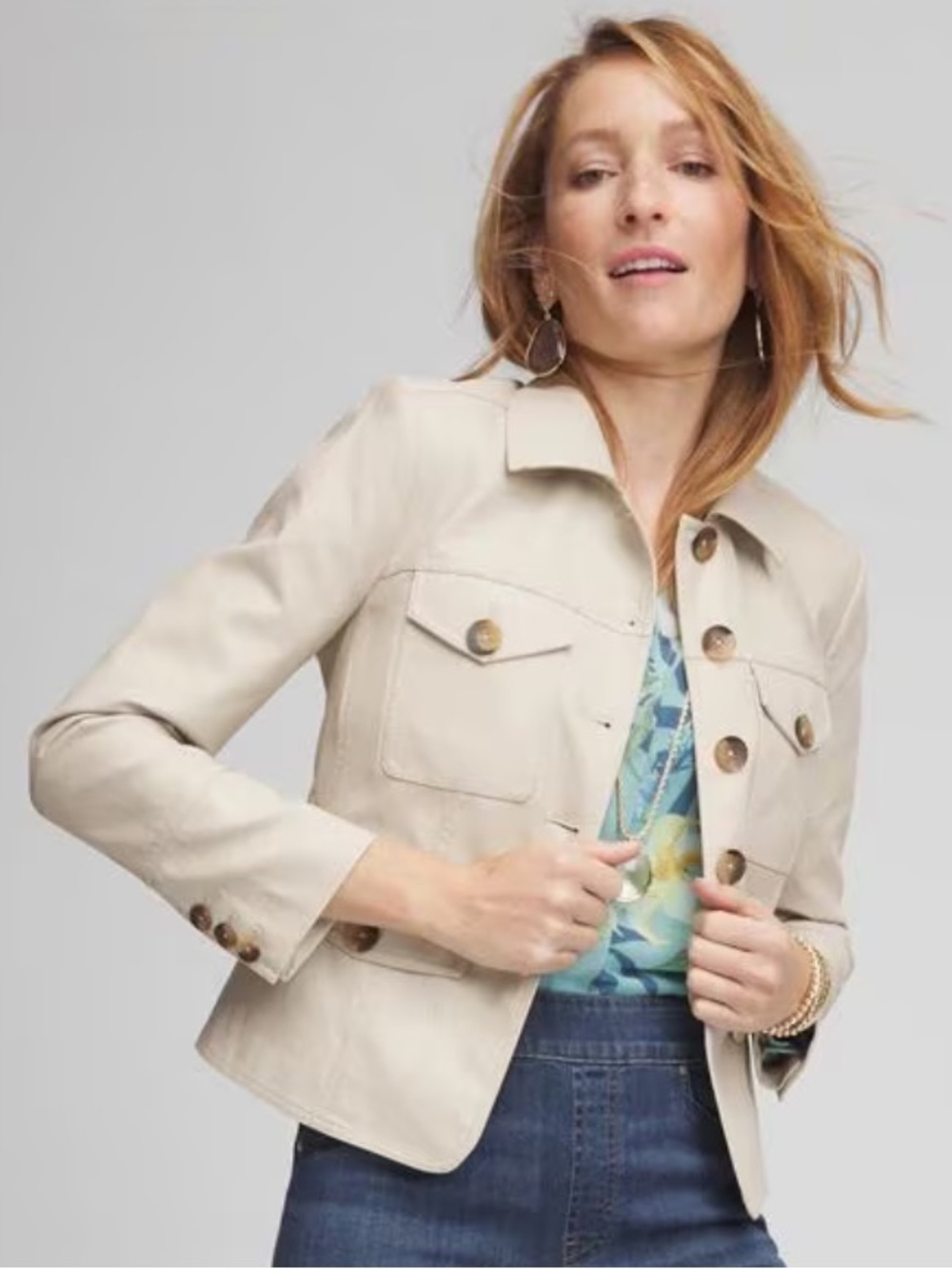 CHICO’S, Women's Crinkle Faux Leather Peplum Jacket, Size 10, NEW
